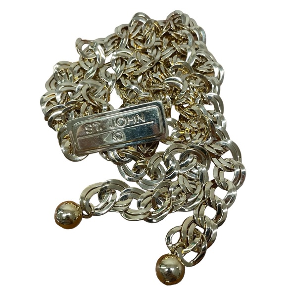 St John Vintage Gold Curb Chain Adjustable Logo Belt - Picture 9 of 15